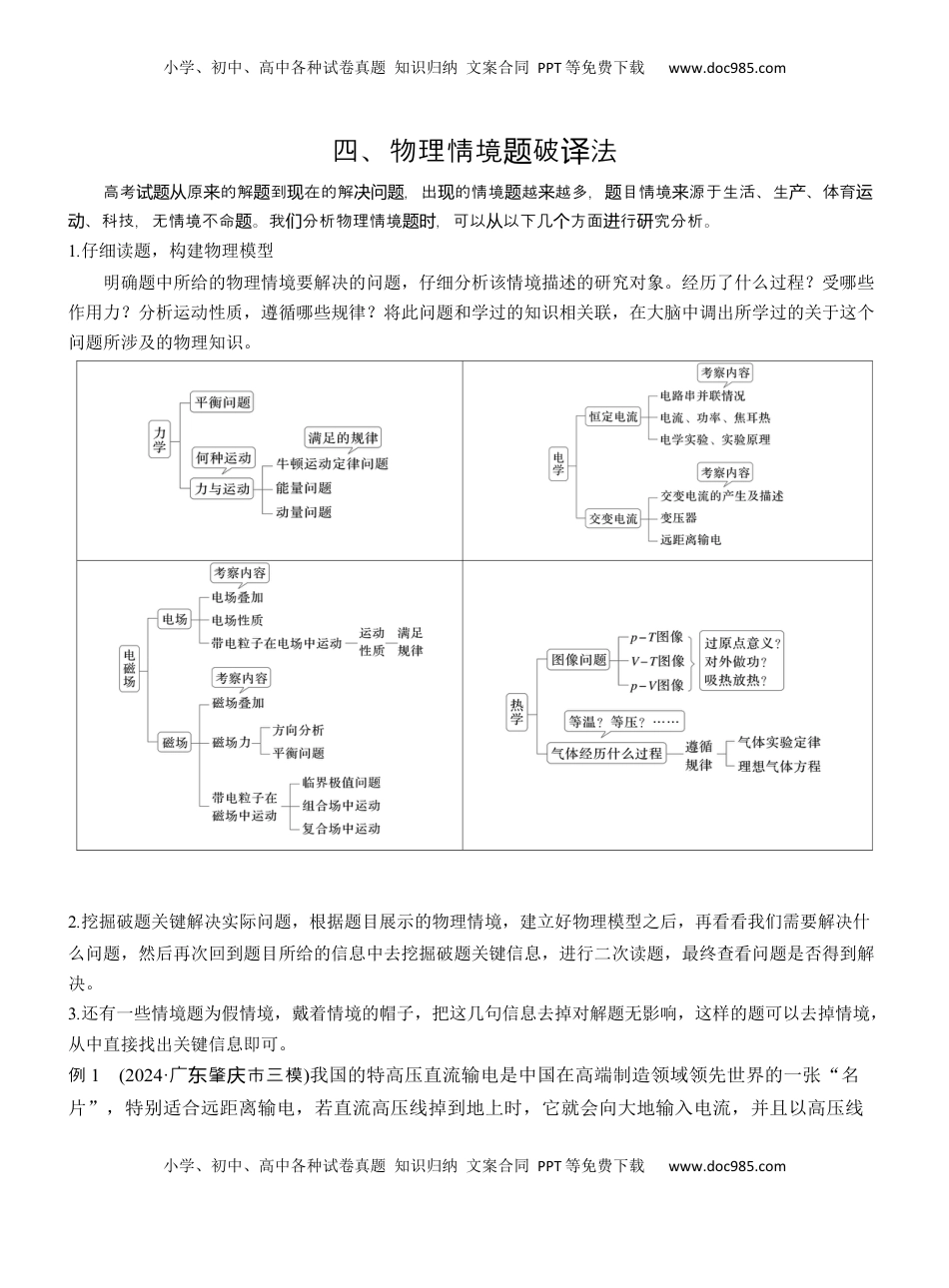 高考物理复习  第二篇　四、物理情境题破译法  (1).docx