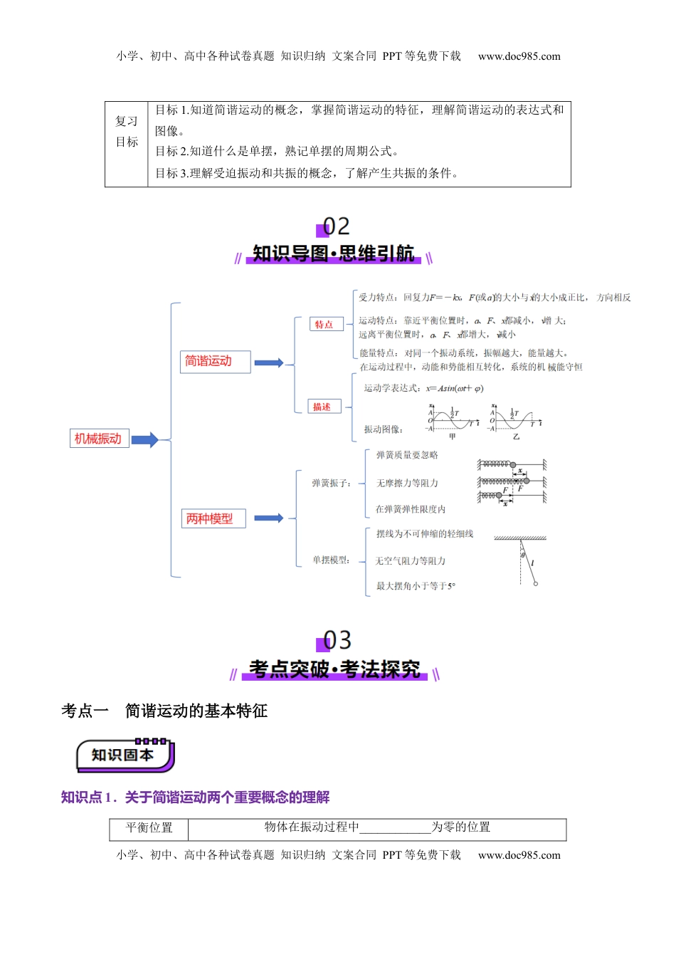 高考物理复习  第30讲   机械振动(讲义)（原卷版）.docx