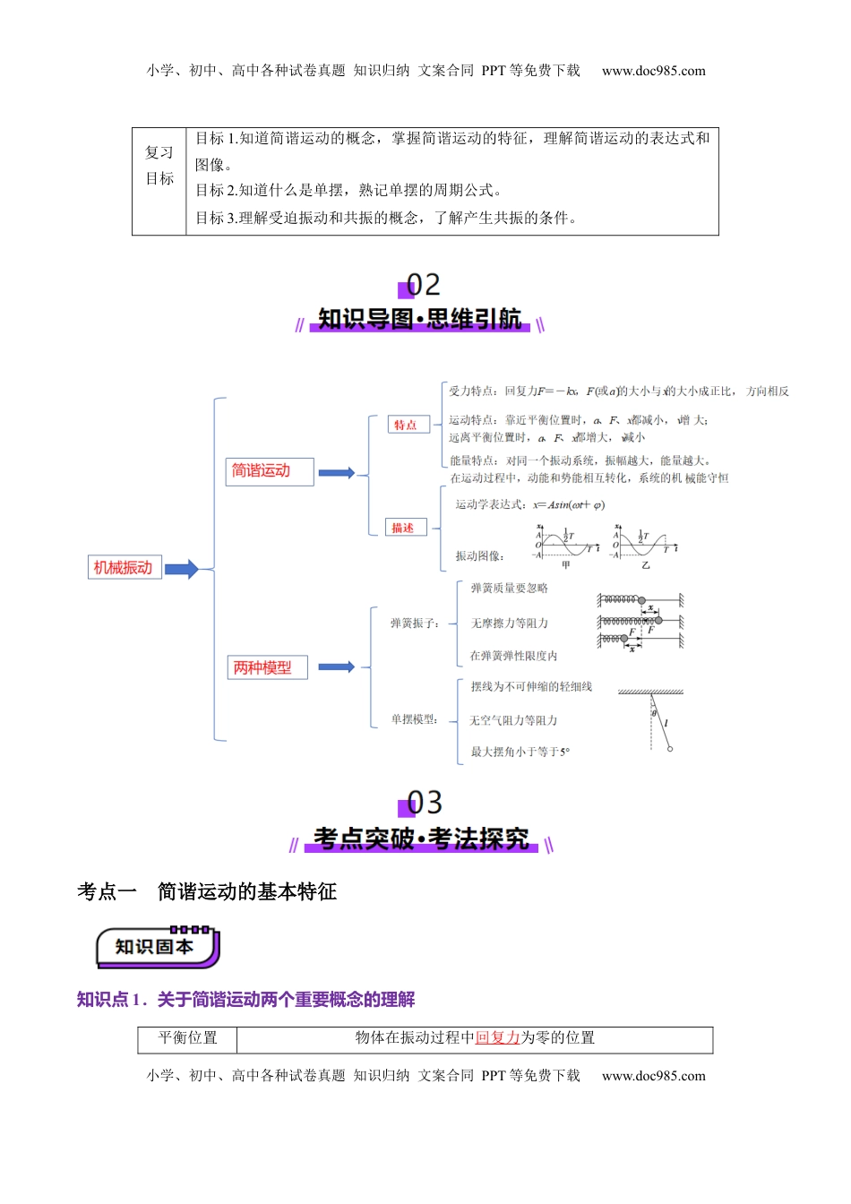 高考物理复习  第30讲   机械振动（讲义）（解析版）.docx