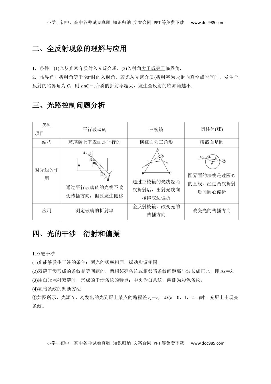 高考物理复习  选择10 光学（原卷版）.docx