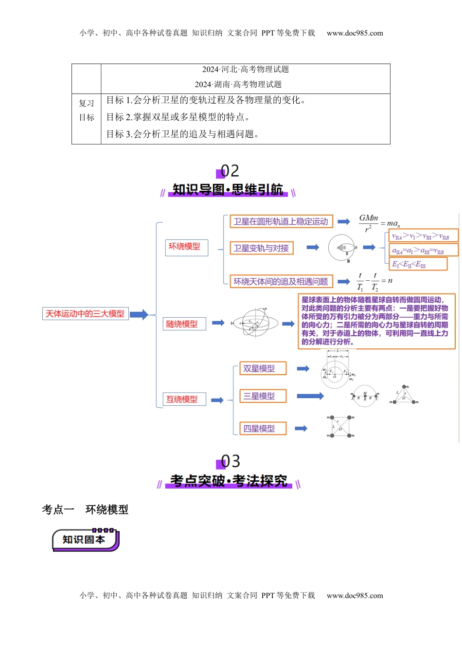高考物理复习  第18讲 天体运动中的三大模型（讲义）（原卷版）.docx