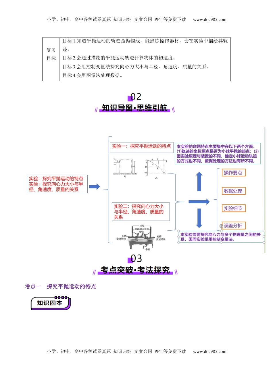 高考物理复习  第16讲 实验探究平抛运动的特点 实验探究向心力大小与半径角速度质量的关系（讲义）（解析版）.docx