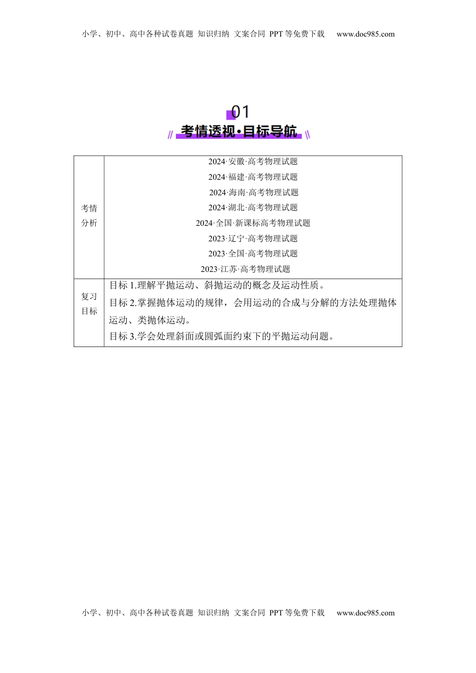 高考物理复习  第14讲 抛体运动（讲义）（解析版）.docx