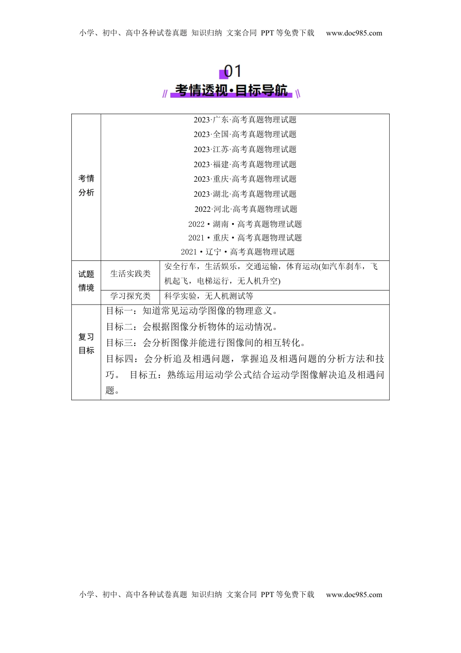 高考物理复习  第03讲  运动学图像追击相遇问题（讲义）（解析版）.docx
