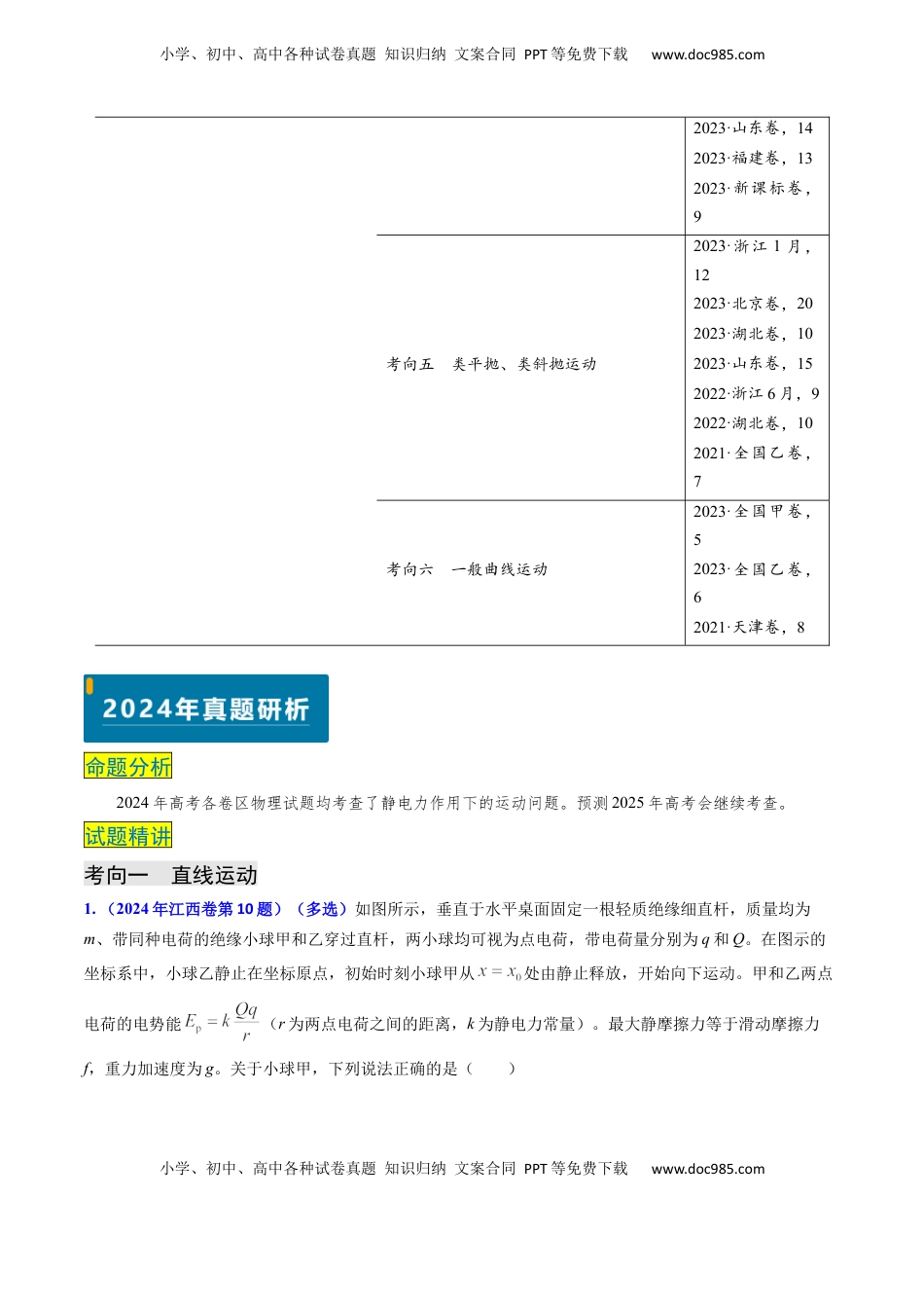 高考物理复习  专题15 电容器、带电粒子的运动（原卷版）.docx