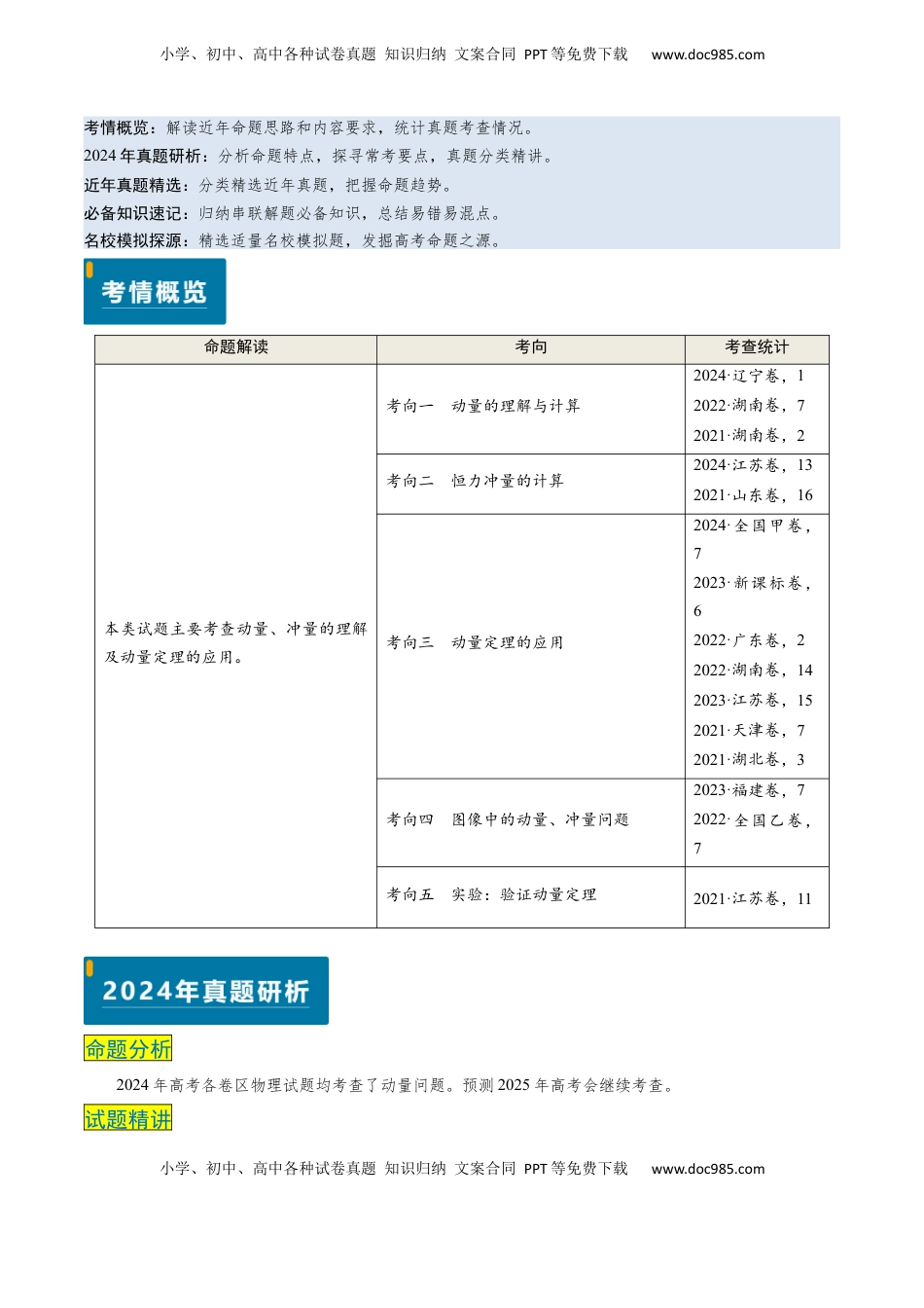 高考物理复习  专题12 动量、冲量的理解及动量定理的应用（原卷版）.docx