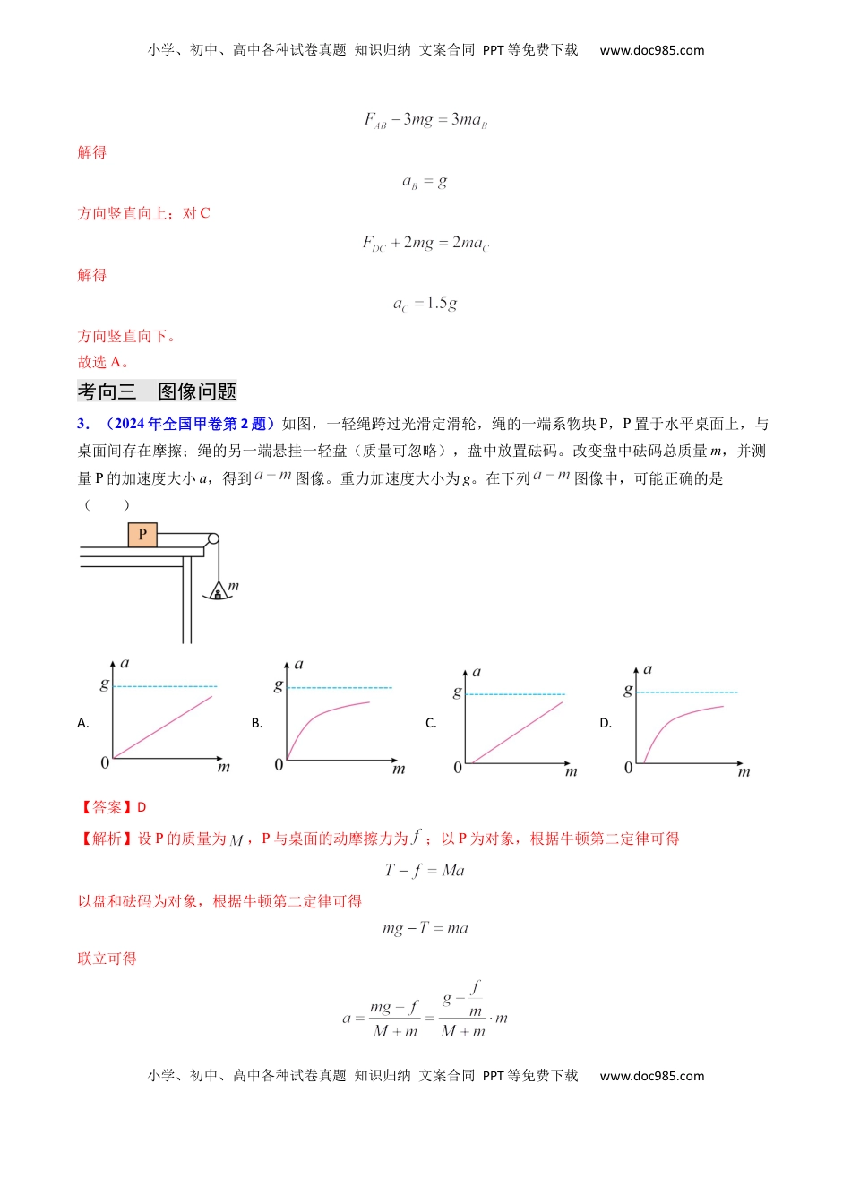 高考物理复习  专题04 动力学瞬态、连接体、超失重、图像问题-（解析版）.docx