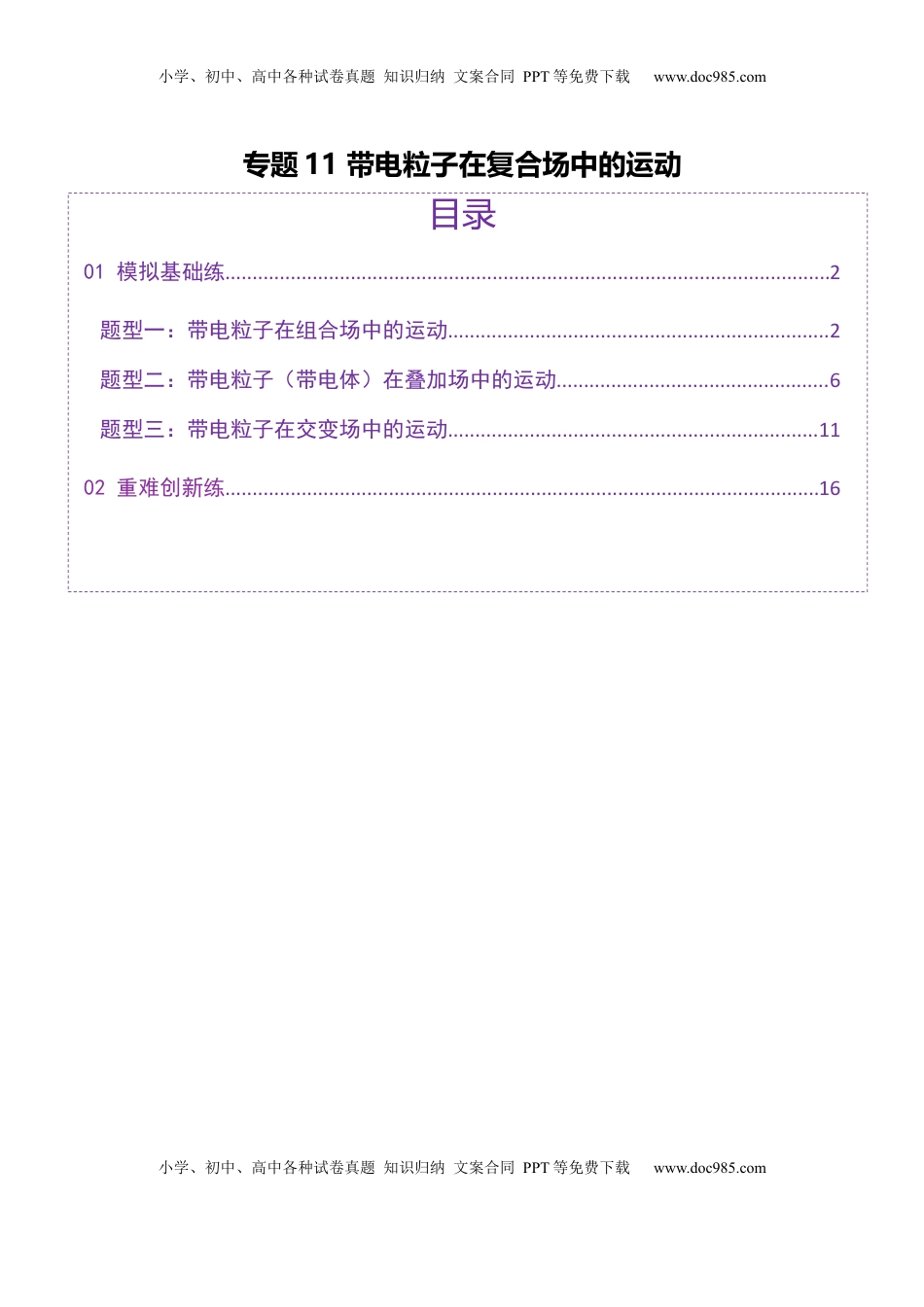 高考物理复习  专题11 带电粒子在复合场中的运动（练习）（原卷版）.docx