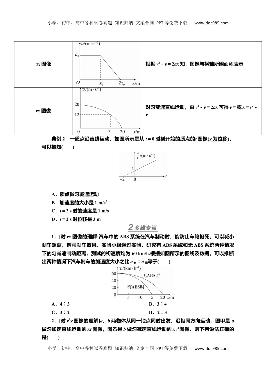 高考物理复习  讲义第一章专题一　运动图像与追及、相遇问题（含解析）.docx
