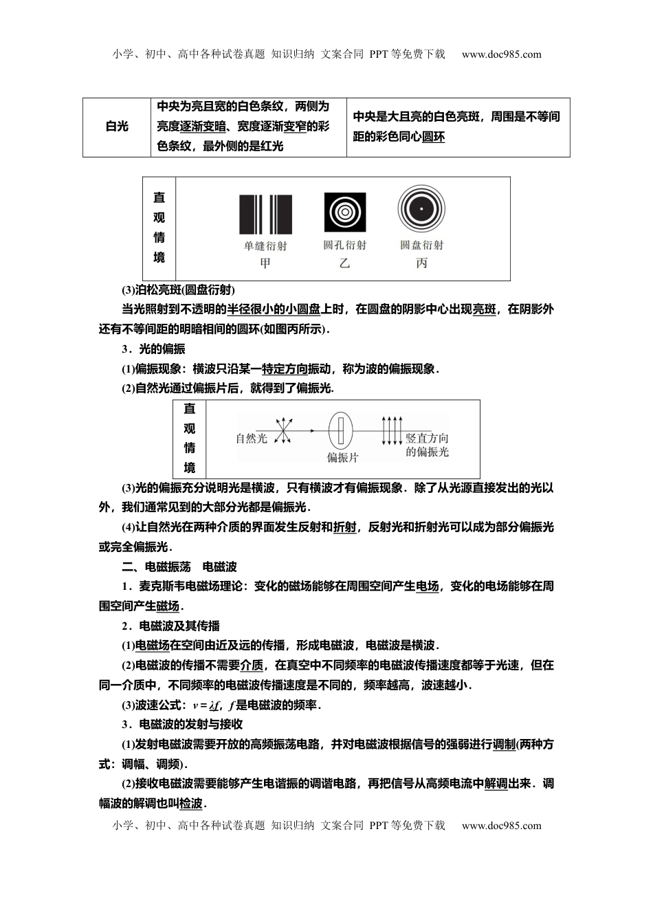 高考物理复习  讲义第十三章第2讲　光的波动性　电磁波　相对论（含解析）.docx