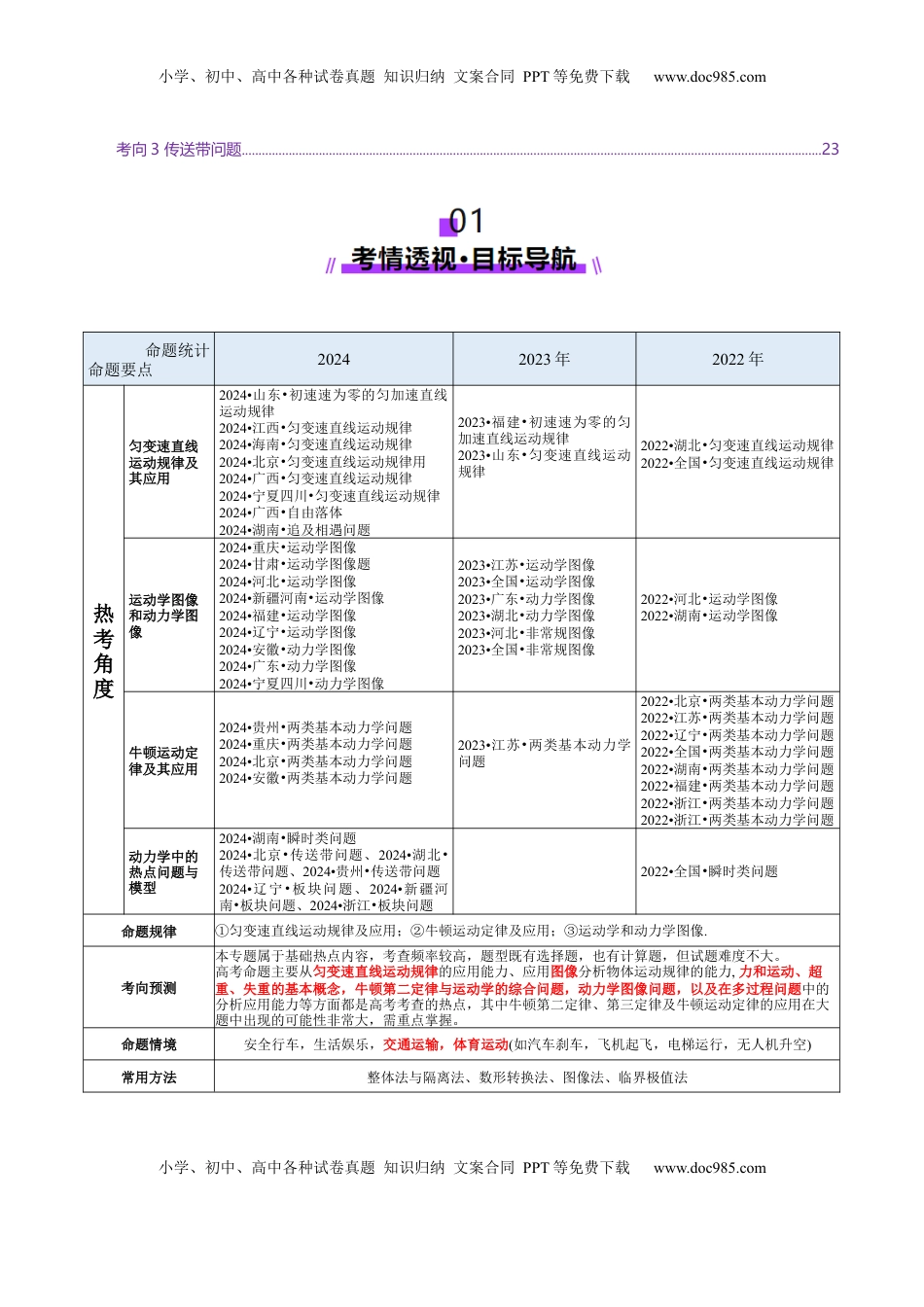 高考物理复习  专题02 力与直线运动（讲义）（原卷版）.docx