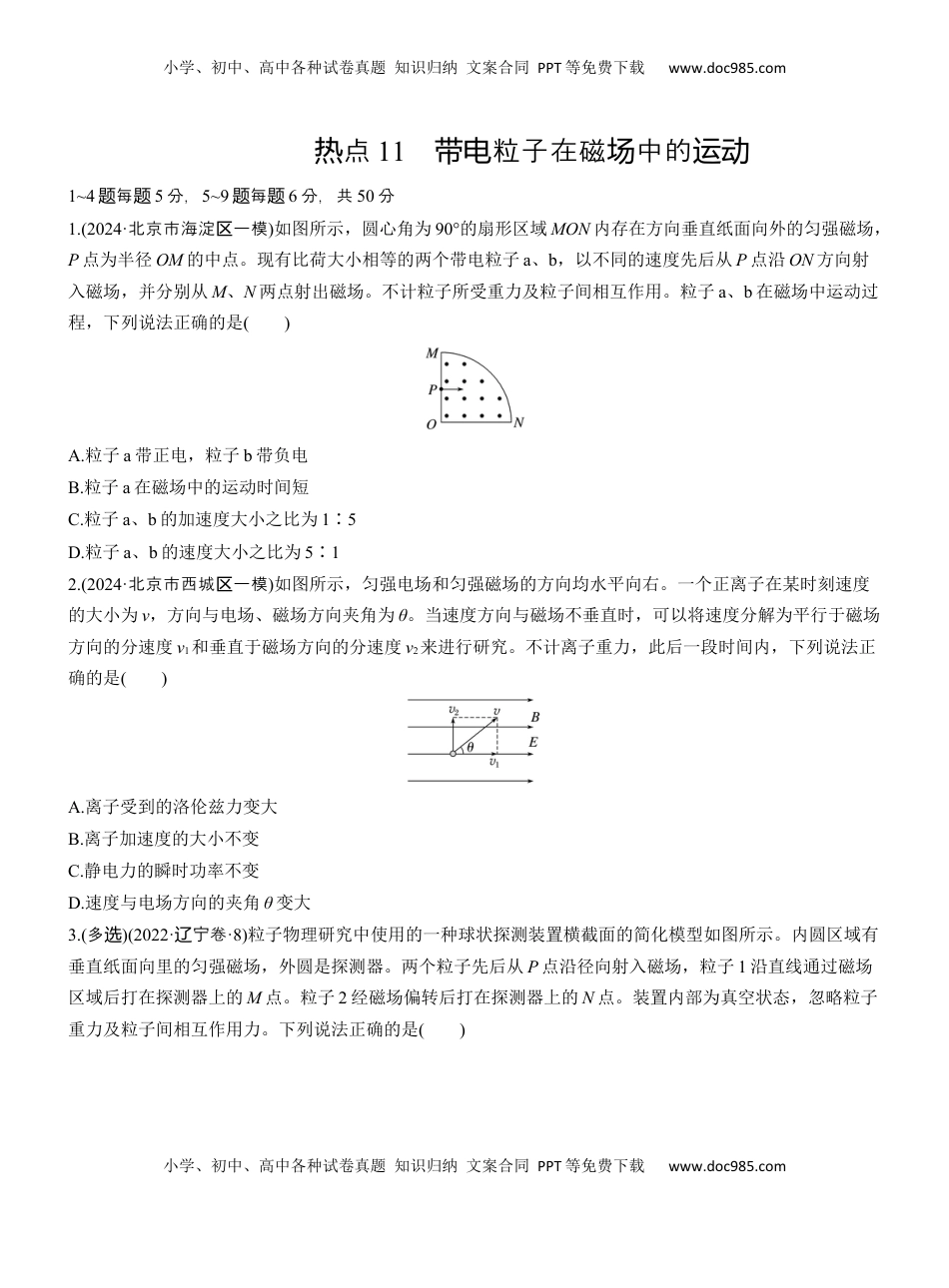 高考物理复习  热点11　带电粒子在磁场中的运动.docx