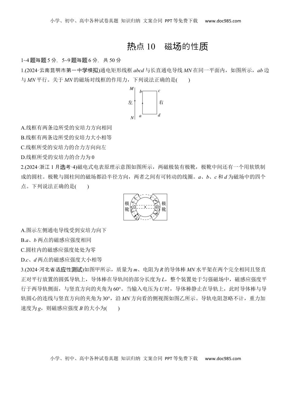 高考物理复习  热点10　磁场的性质.docx