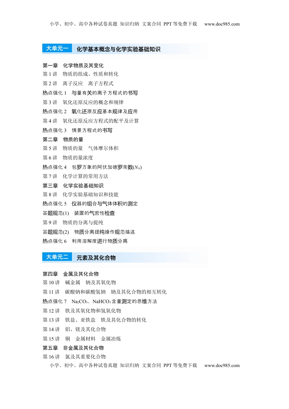 高考化学复习  目录.docx