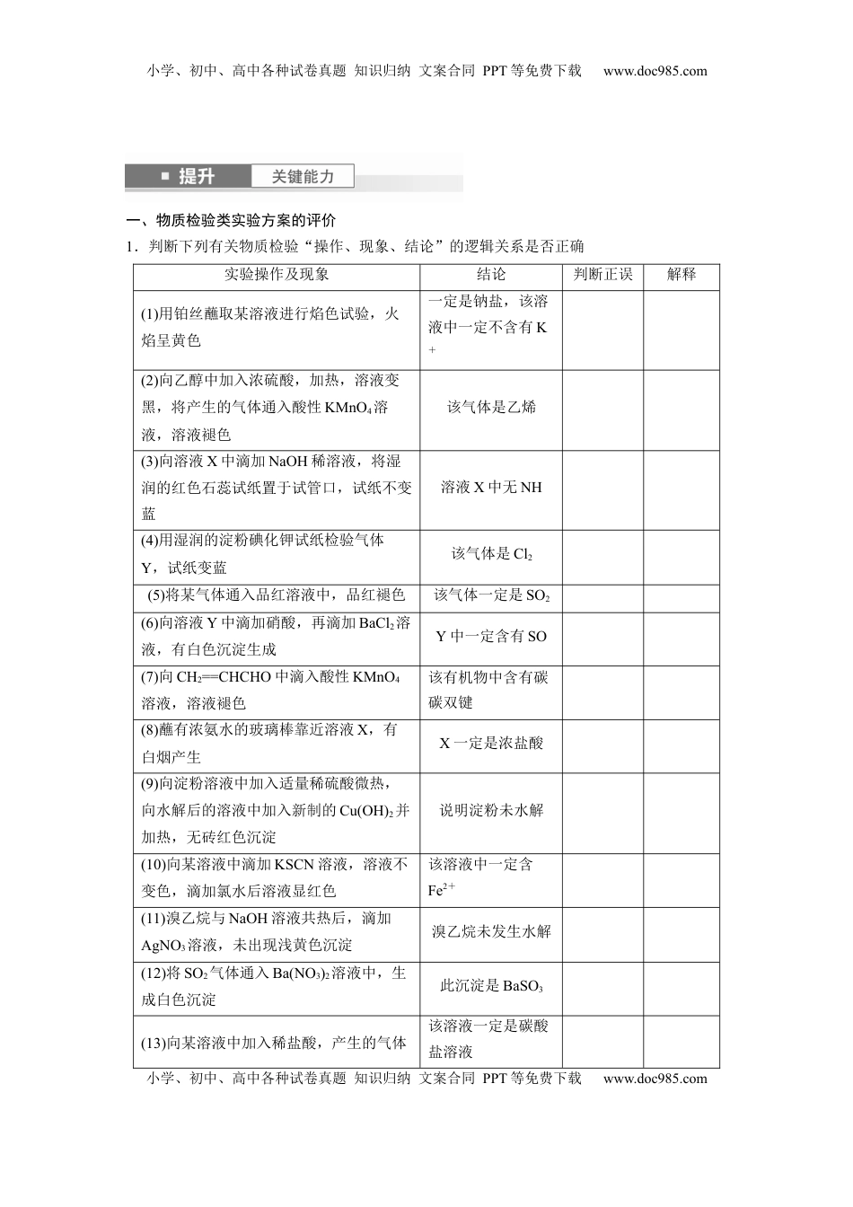 高考化学复习  大单元六　第十六章　第71讲　简单实验方案的设计与评价.docx
