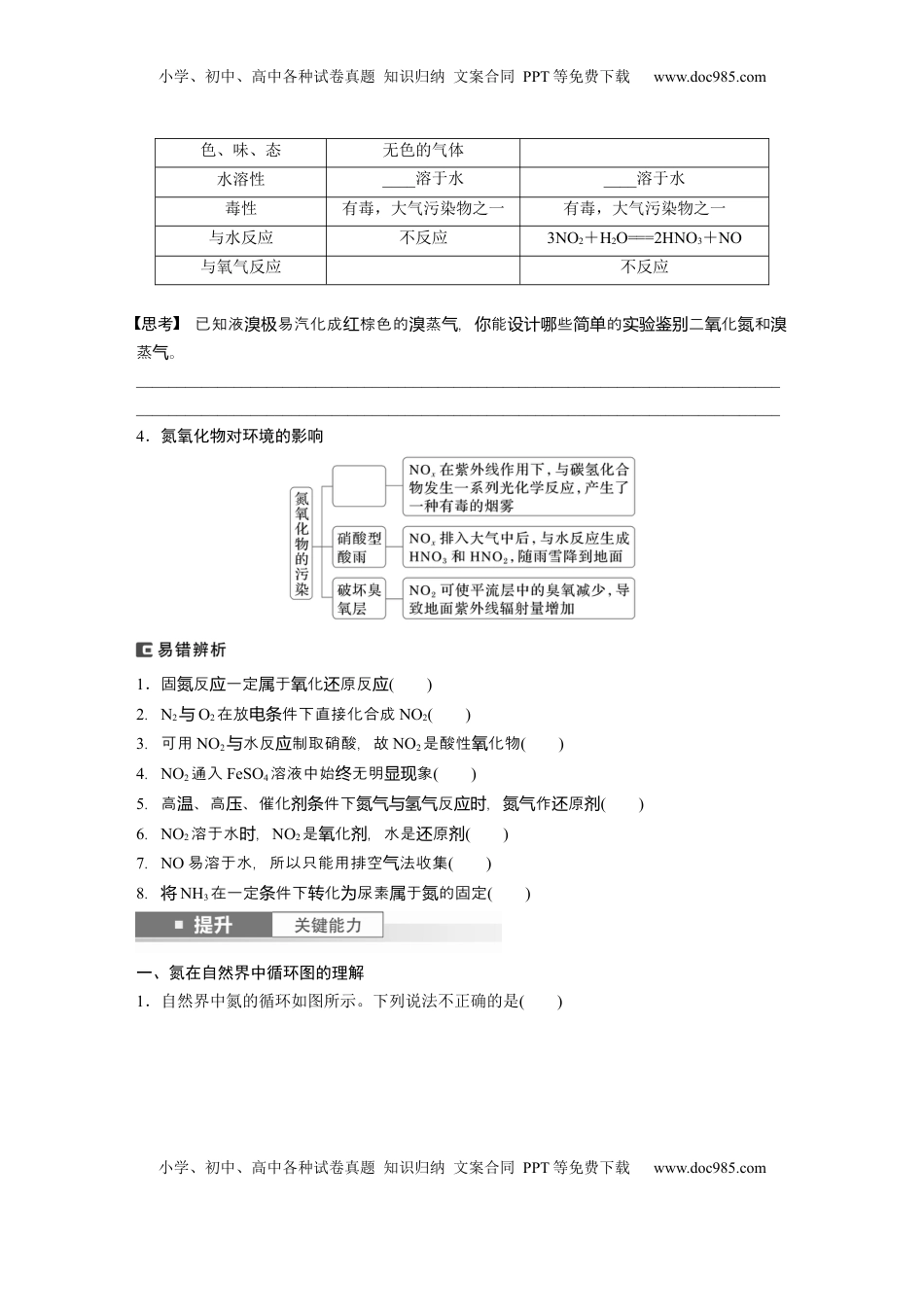 高考化学复习  大单元二　第五章　第22讲　氮及其氧化物　硝酸.docx