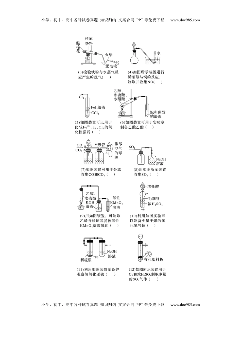 高考化学复习  大单元二　第六章　热点强化12　化学装置图的正误判断.docx