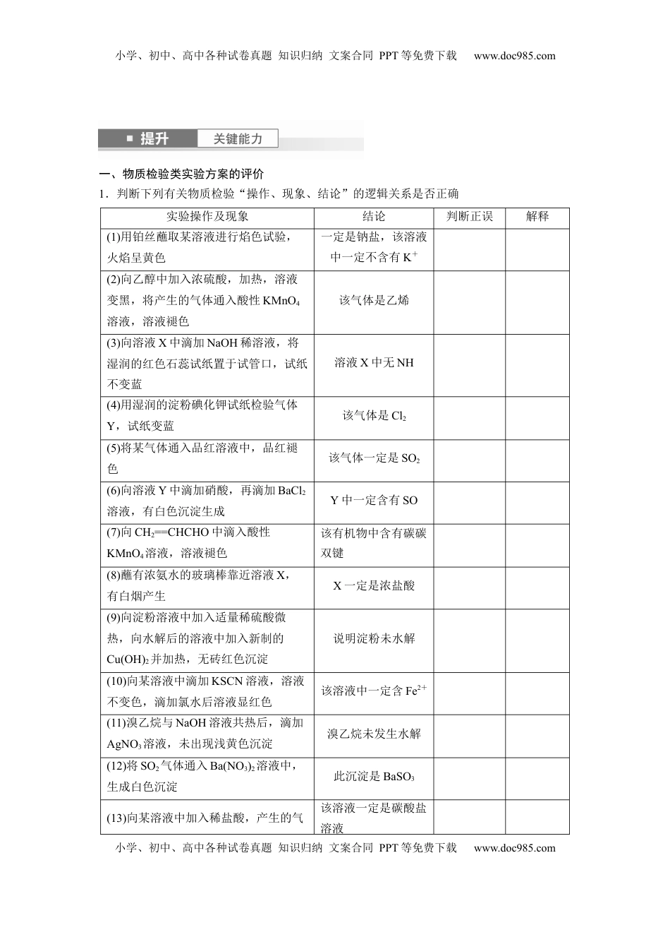 高考化学复习  大单元六　第十六章　第71讲　简单实验方案的设计与评价 (1).docx