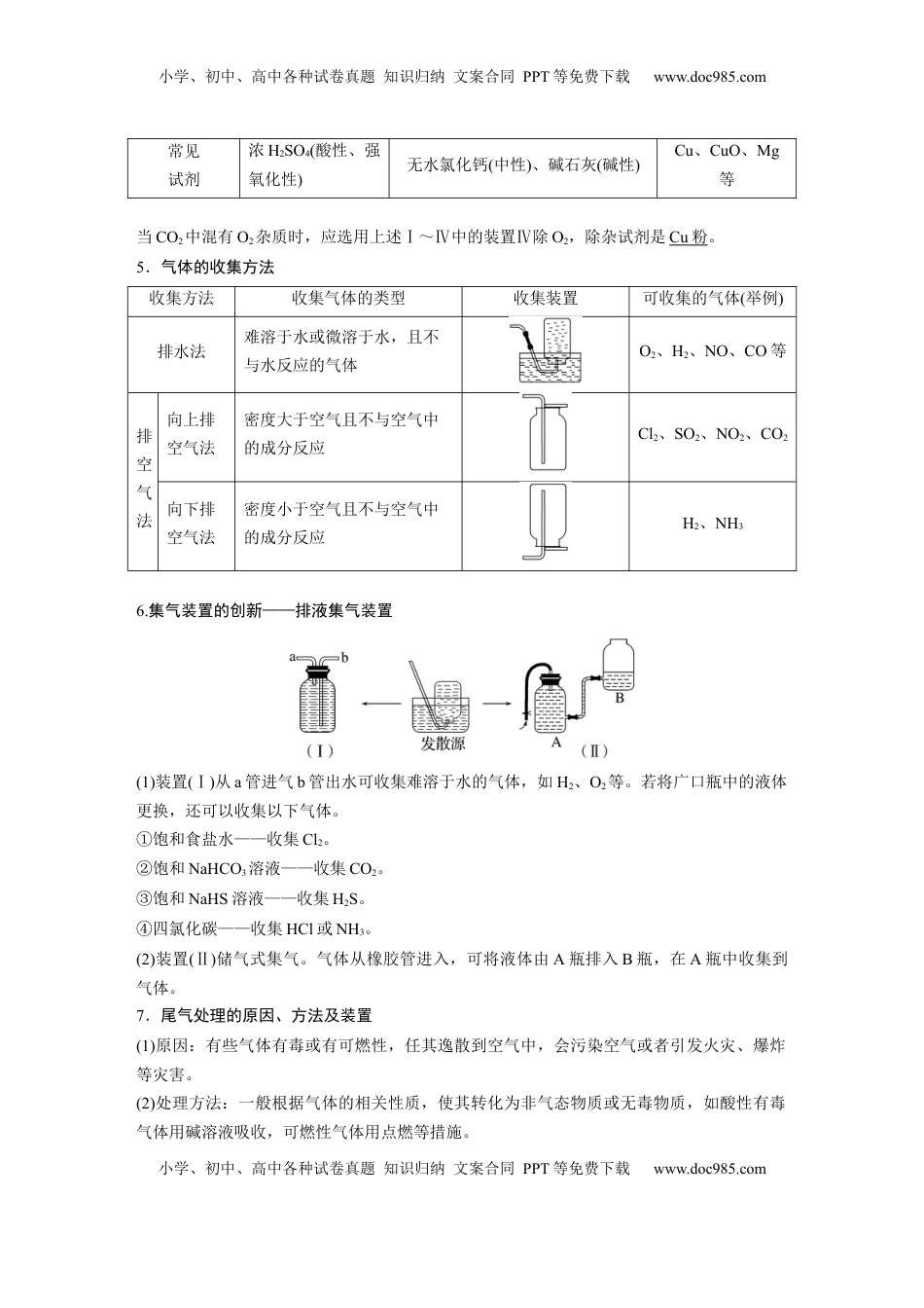 高考化学复习  大单元二　第六章　第28讲　常见气体的实验室制备、净化和收集 (1).docx