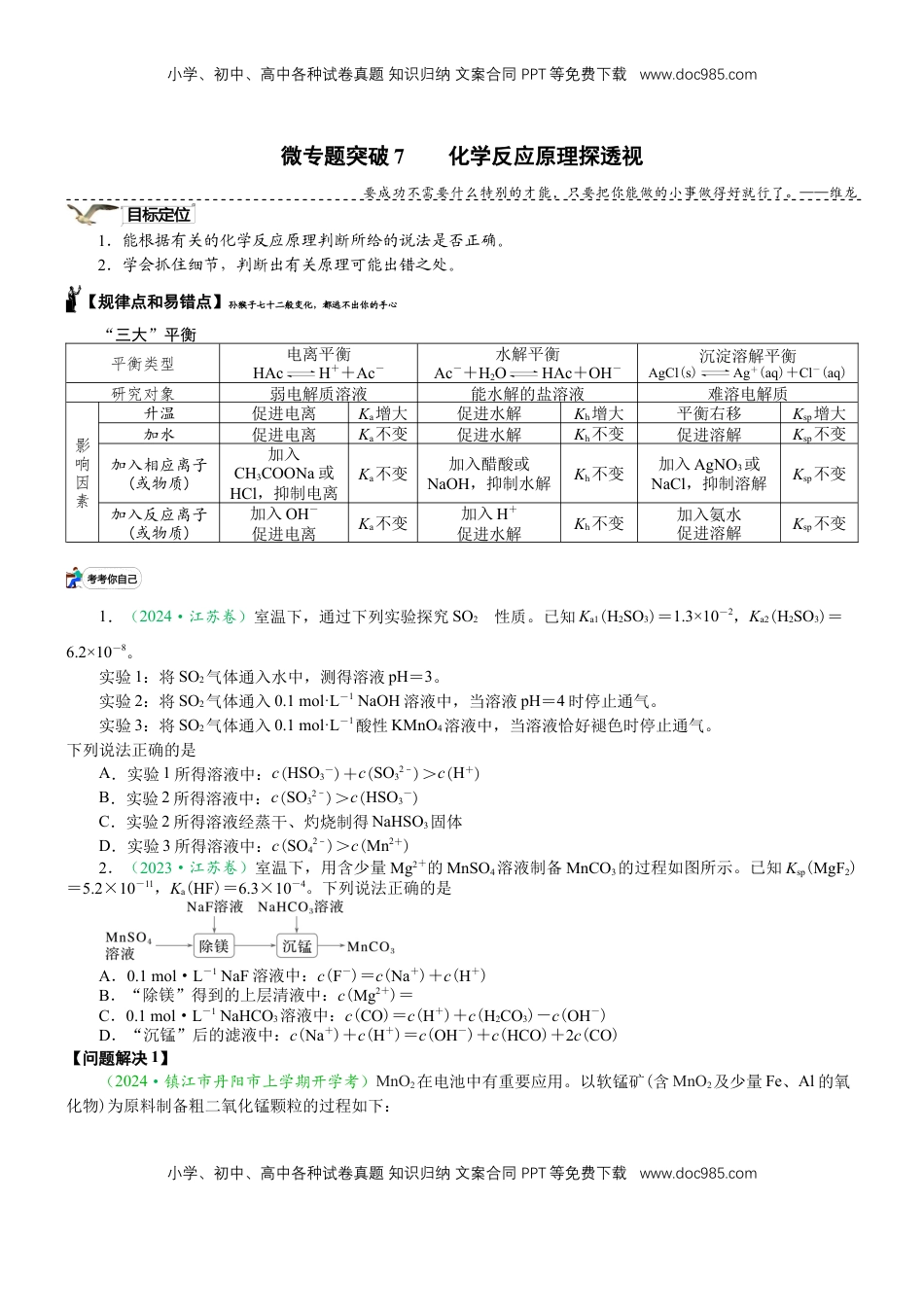 高考化学复习  微专题突破09 化学反应原理透视（学案）（学生版）.docx