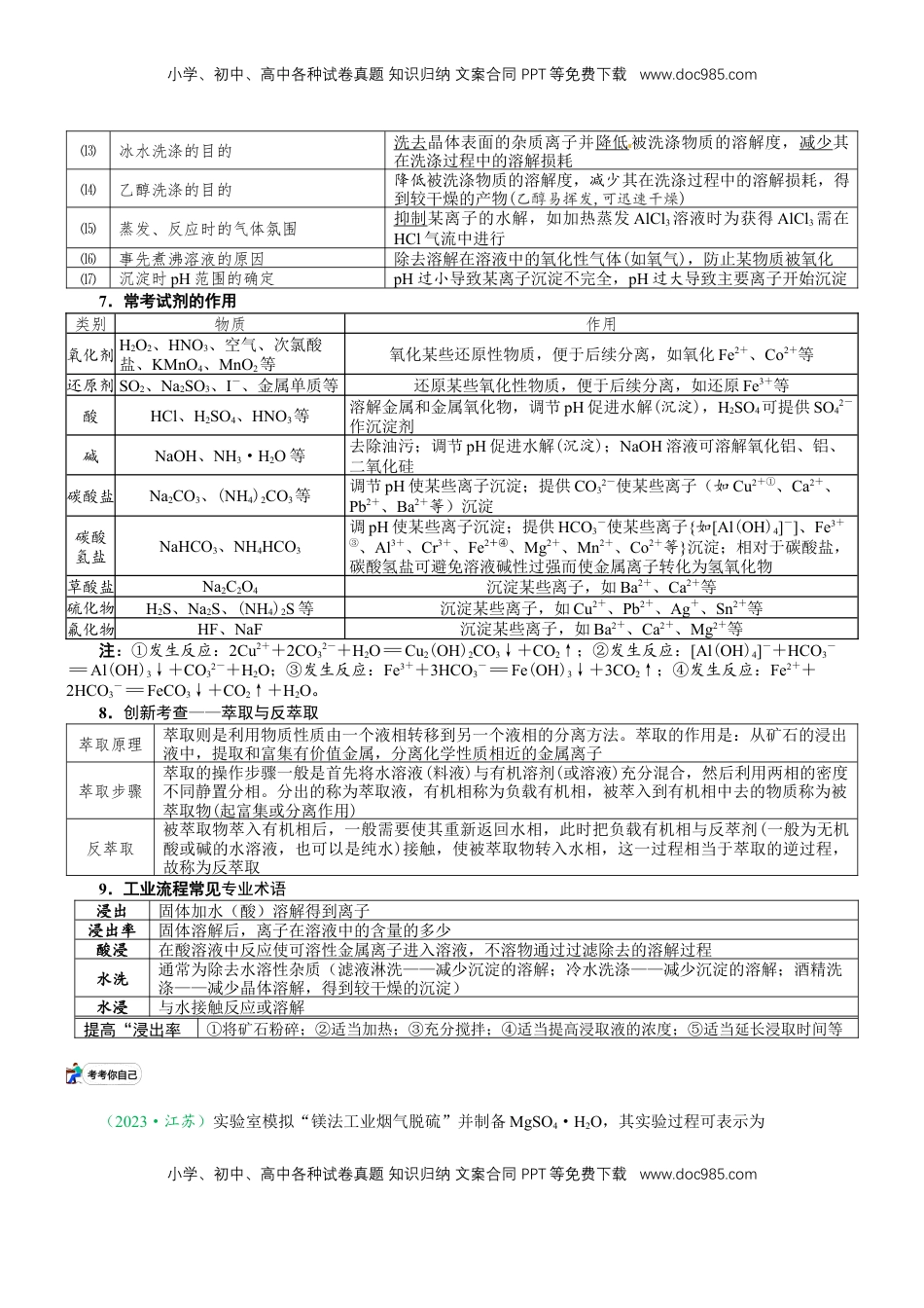 高考化学复习  微专题突破6 无机化工流程题透视（学案）（学生版）.docx