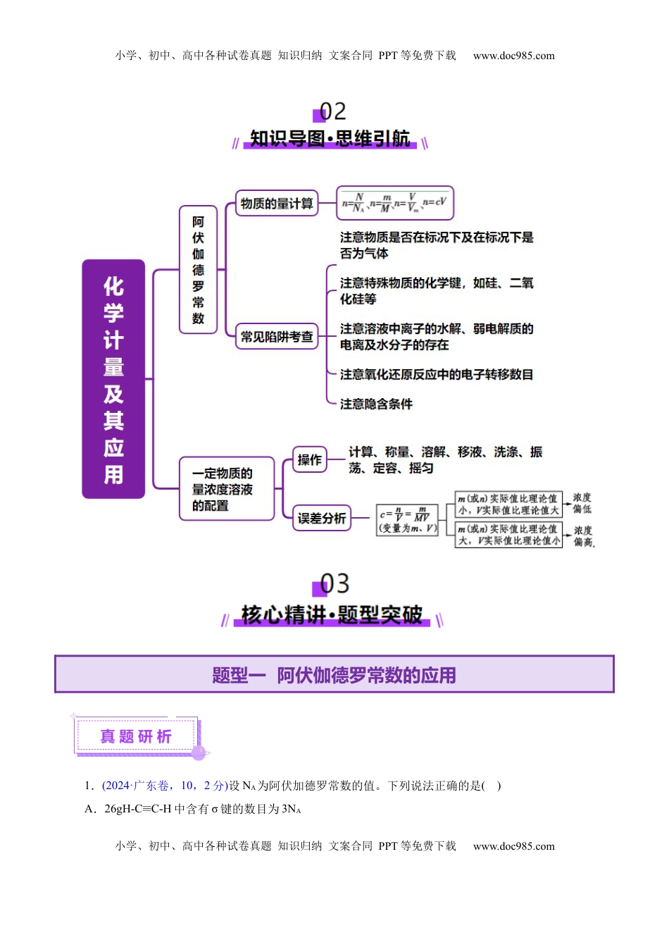 高考化学复习  专题02 化学计量及其应用（讲义）（解析版）.docx