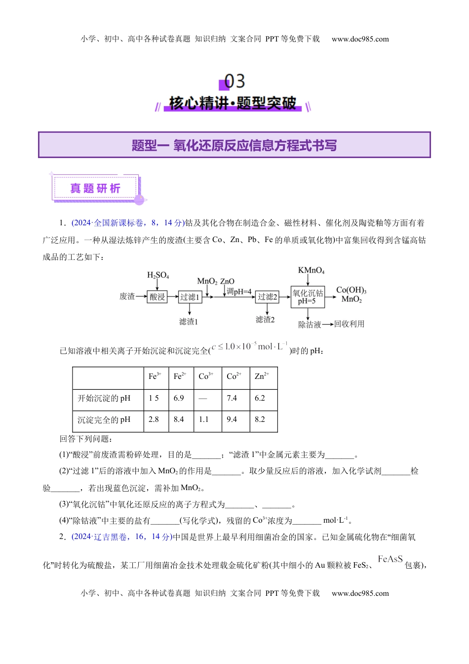 高考化学复习  热点专项  信息型方程式的书写（原卷版）.docx