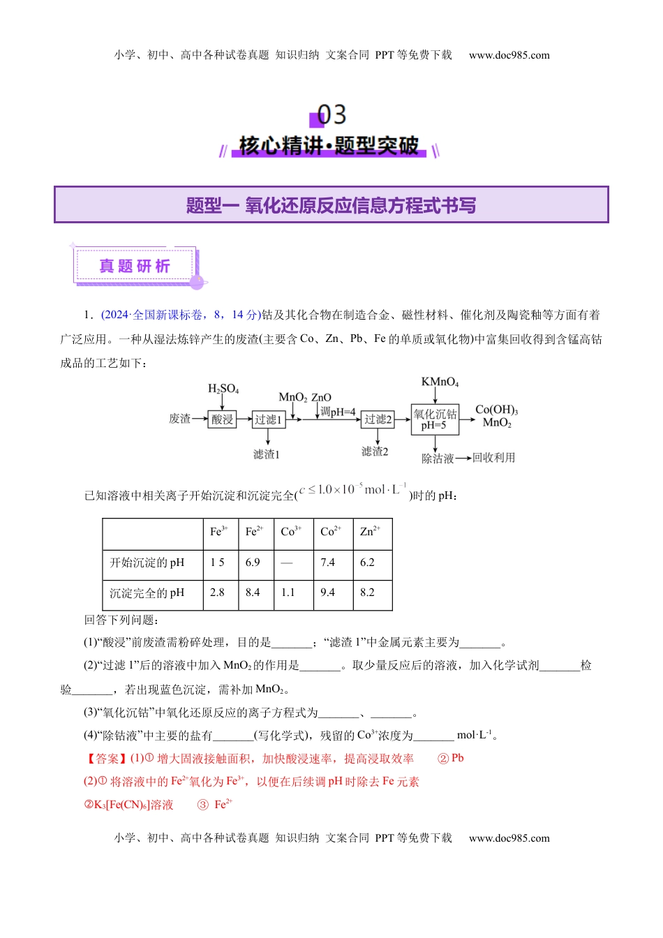 高考化学复习  热点专项  信息型方程式的书写（解析版）.docx