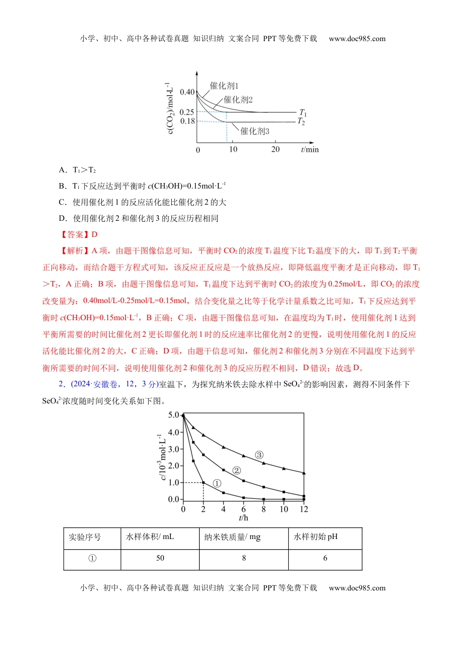 高考化学复习  热点专项 化学反应速率和化学平衡的图像（解析版）.docx