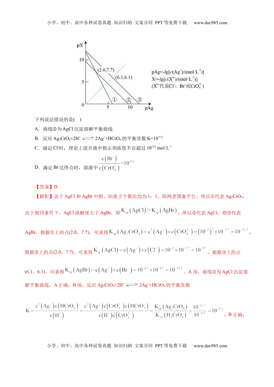 高考化学复习  热点专项 对数图像分析（解析版）.docx