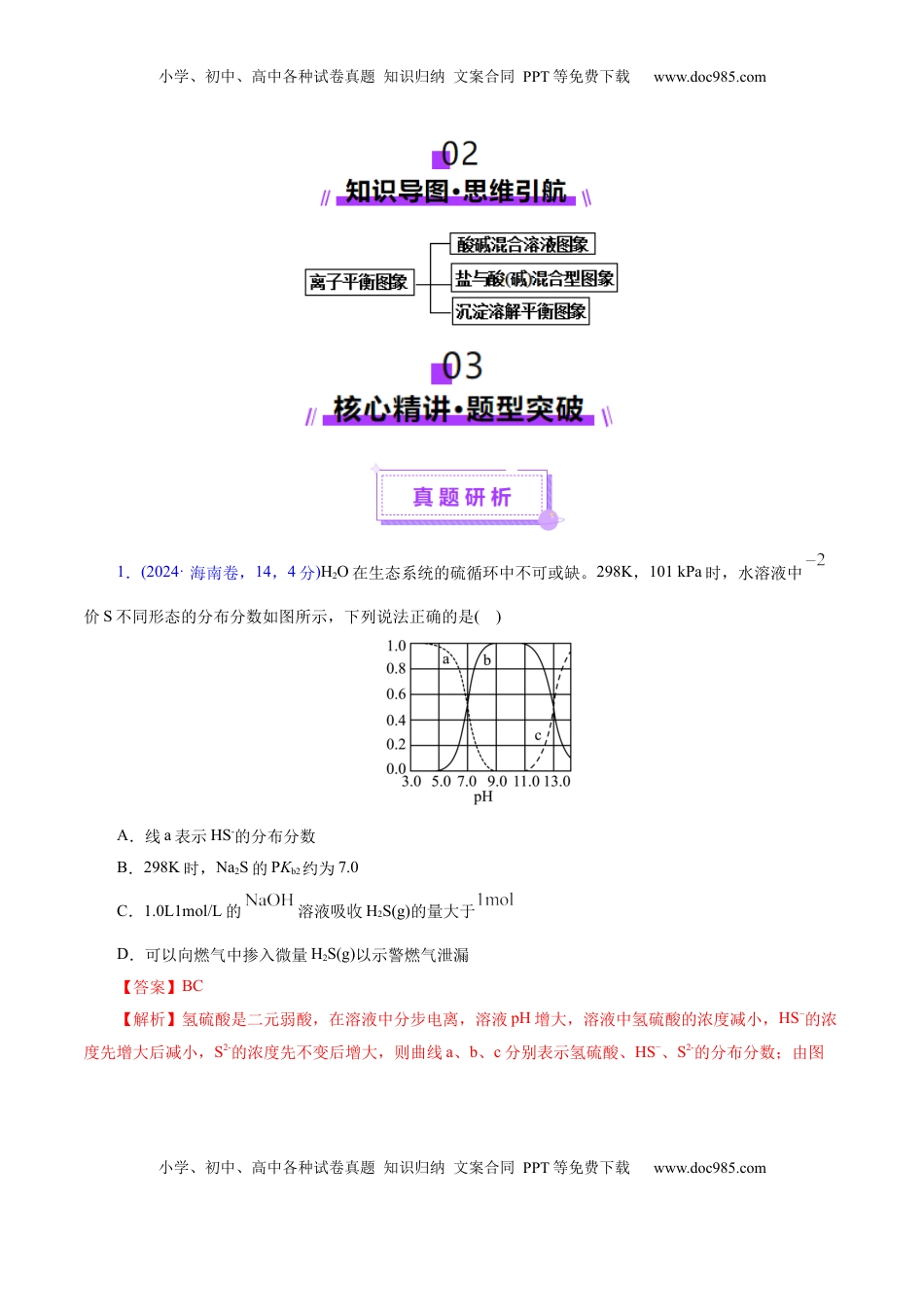 高考化学复习  热点专项  溶液中离子平衡的图像（解析版）.docx