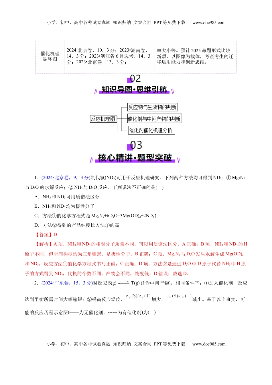 高考化学复习  热点专项   反应机理与反应过程分析（解析版）.docx