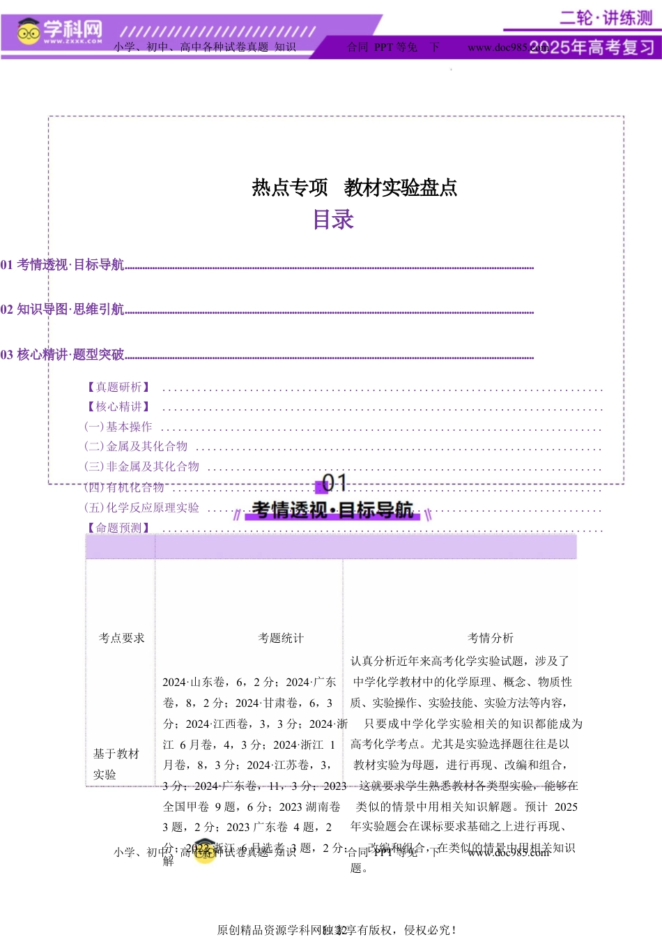 高考化学复习  热点专项 教材实验盘点（原卷版）.docx