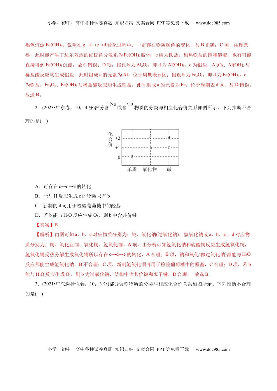 高考化学复习  热点专项 基于“价一类”二维的转化关系（解析版）.docx