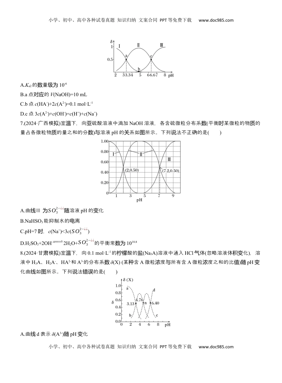 高考化学复习  专题六　选择题专攻2　溶液中的离子浓度关系与滴定曲线分析【淘宝店：红太阳资料库】.docx
