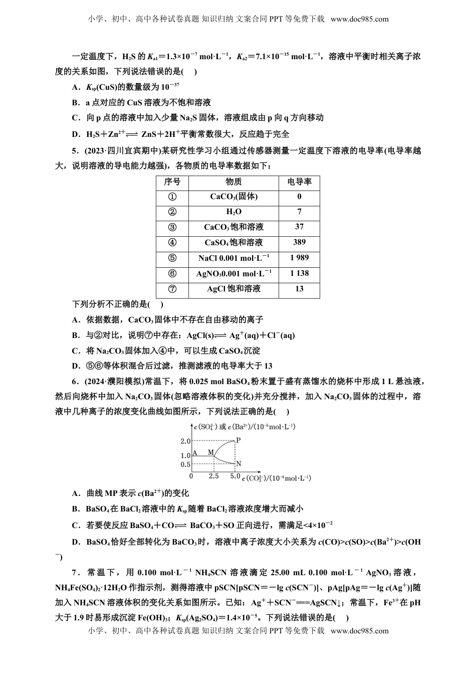 高考化学复习  2025年高考复习化学课时检测六十一：沉淀溶解平衡与四大平衡常数的相关计算（含解析）.doc