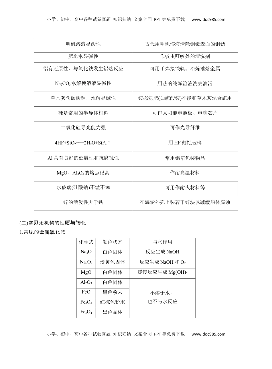 高考化学复习  专题二　选择题专攻2　常见无机物的性质、转化及应用【淘宝店：红太阳资料库】 (2).docx