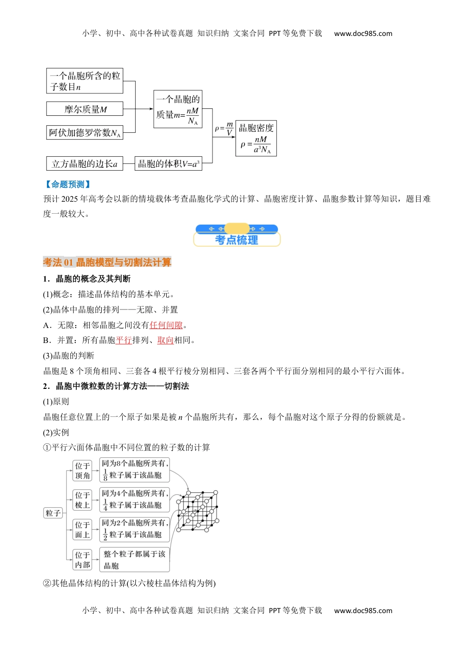 高考化学复习  微考点  晶胞计算（核心考点精讲精练）-备战2025年高考化学一轮复习考点帮（新高考通用）（解析版）.docx