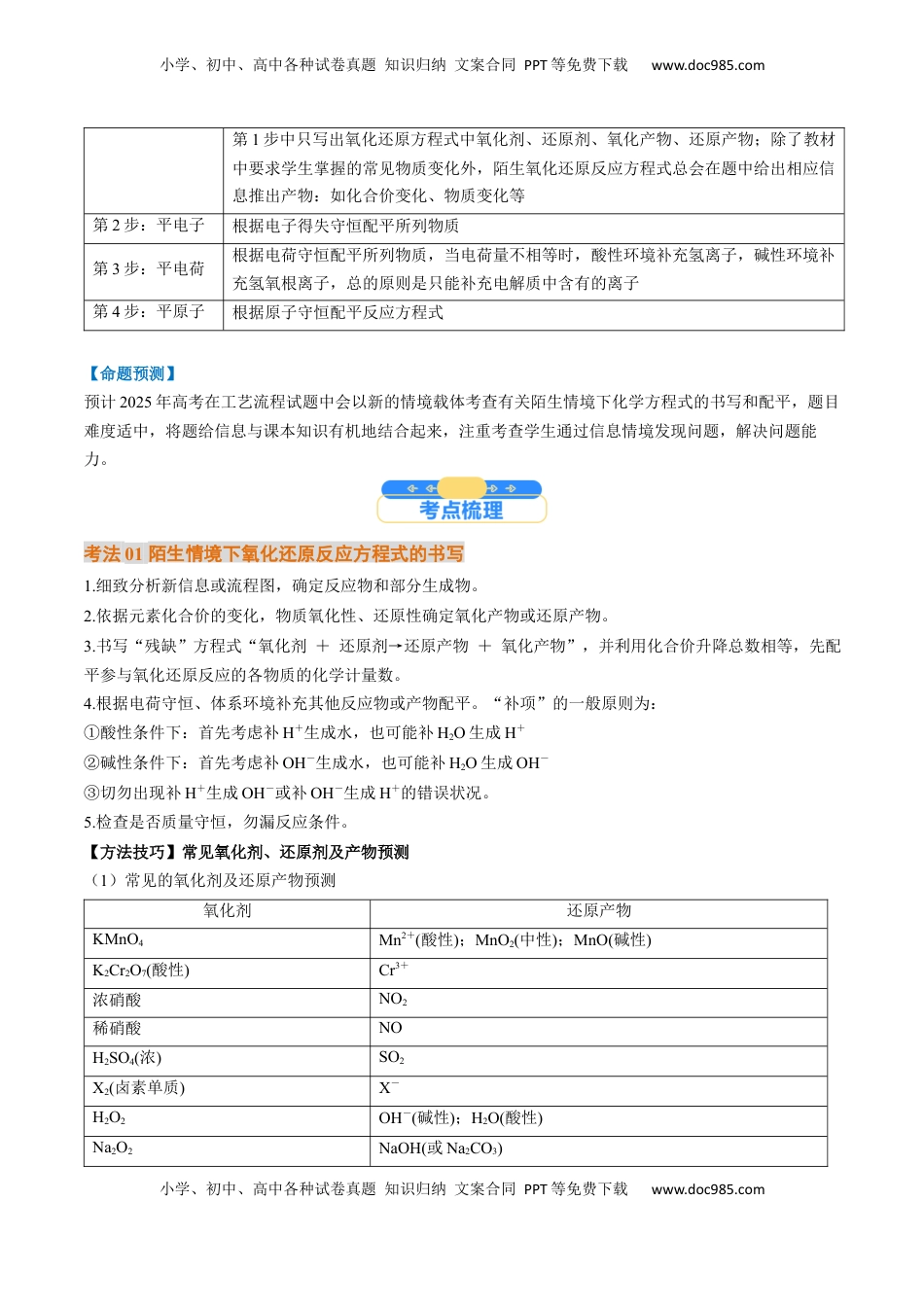 高考化学复习  微考点   陌生情境下方程式的书写（核心考点精讲精练）-备战2025年高考化学一轮复习考点帮（新高考通用）（原卷版）.docx