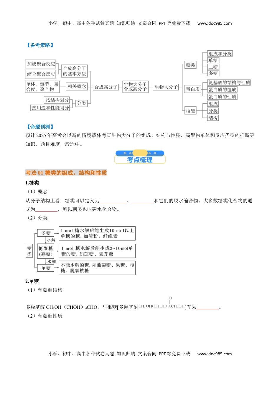 高考化学复习  考点37 生物大分子、合成高分子（核心考点精讲精练）-备战2025年高考化学一轮复习考点帮（新高考通用）（原卷版）.docx