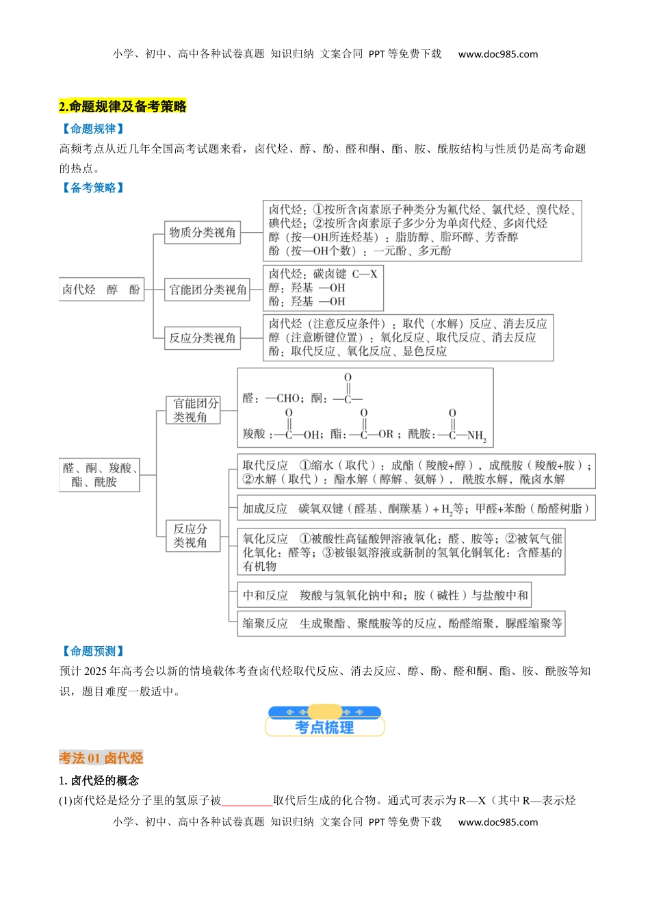 高考化学复习  考点36 烃的衍生物（核心考点精讲精练）-备战2025年高考化学一轮复习考点帮（新高考通用）（原卷版）.docx