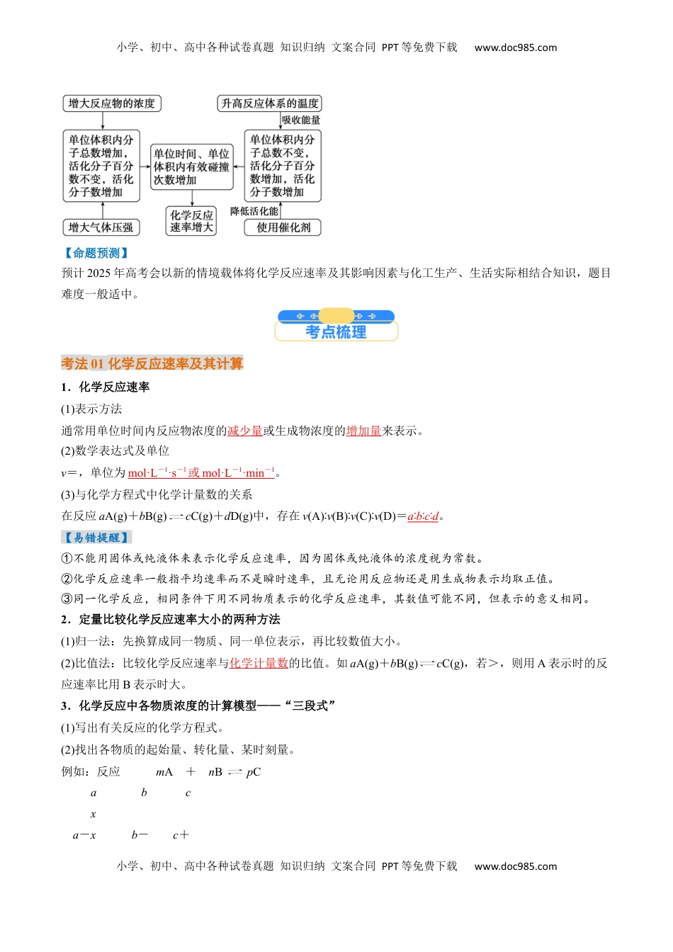 高考化学复习  考点25 化学反应速率及其影响因素（核心考点精讲精练）-备战2025年高考化学一轮复习考点帮（新高考通用）（解析版）.docx