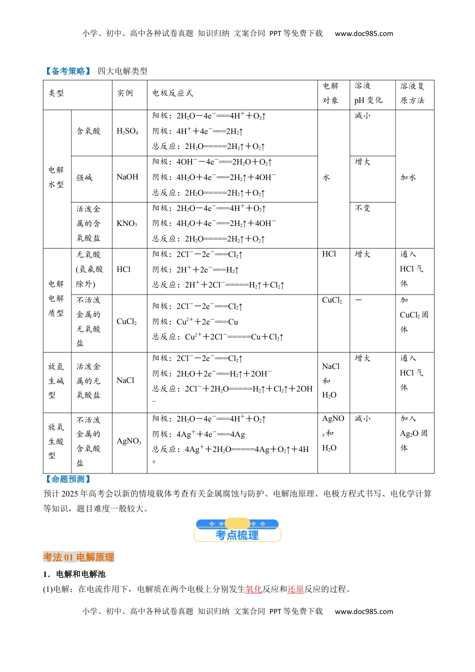 高考化学复习  考点23  电解池   金属的腐蚀与防护（核心考点精讲精练）-备战2025年高考化学一轮复习考点帮（新高考通用）（解析版）.docx