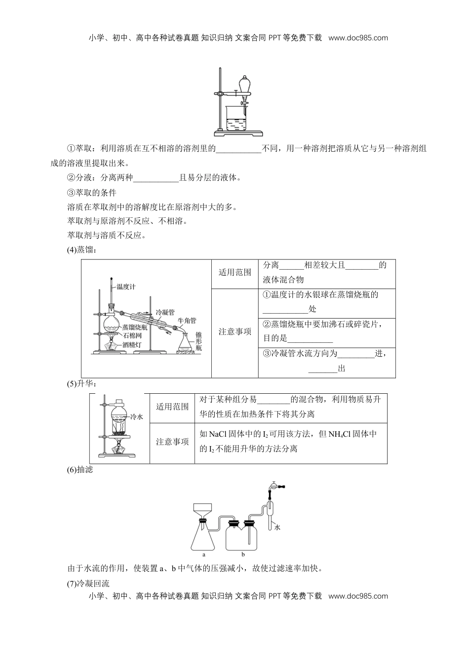 高考化学复习  知识清单31 物质的分离、提纯与鉴别-【上好课】2025年高考化学一轮复习知识清单（新高考专用）（原卷版）.docx