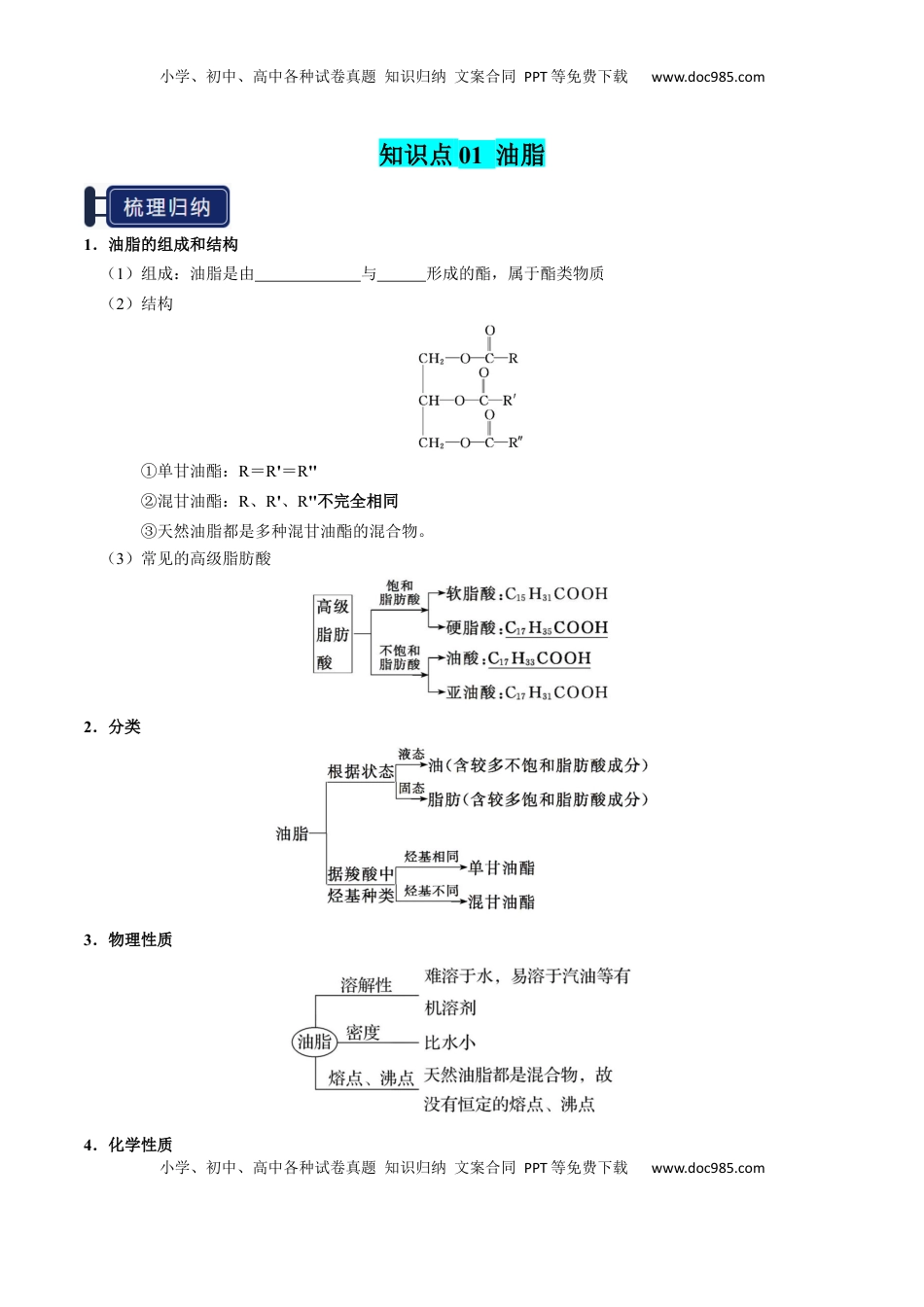 高考化学复习  知识清单28 生物大分子、合成高分子（原卷版）.docx