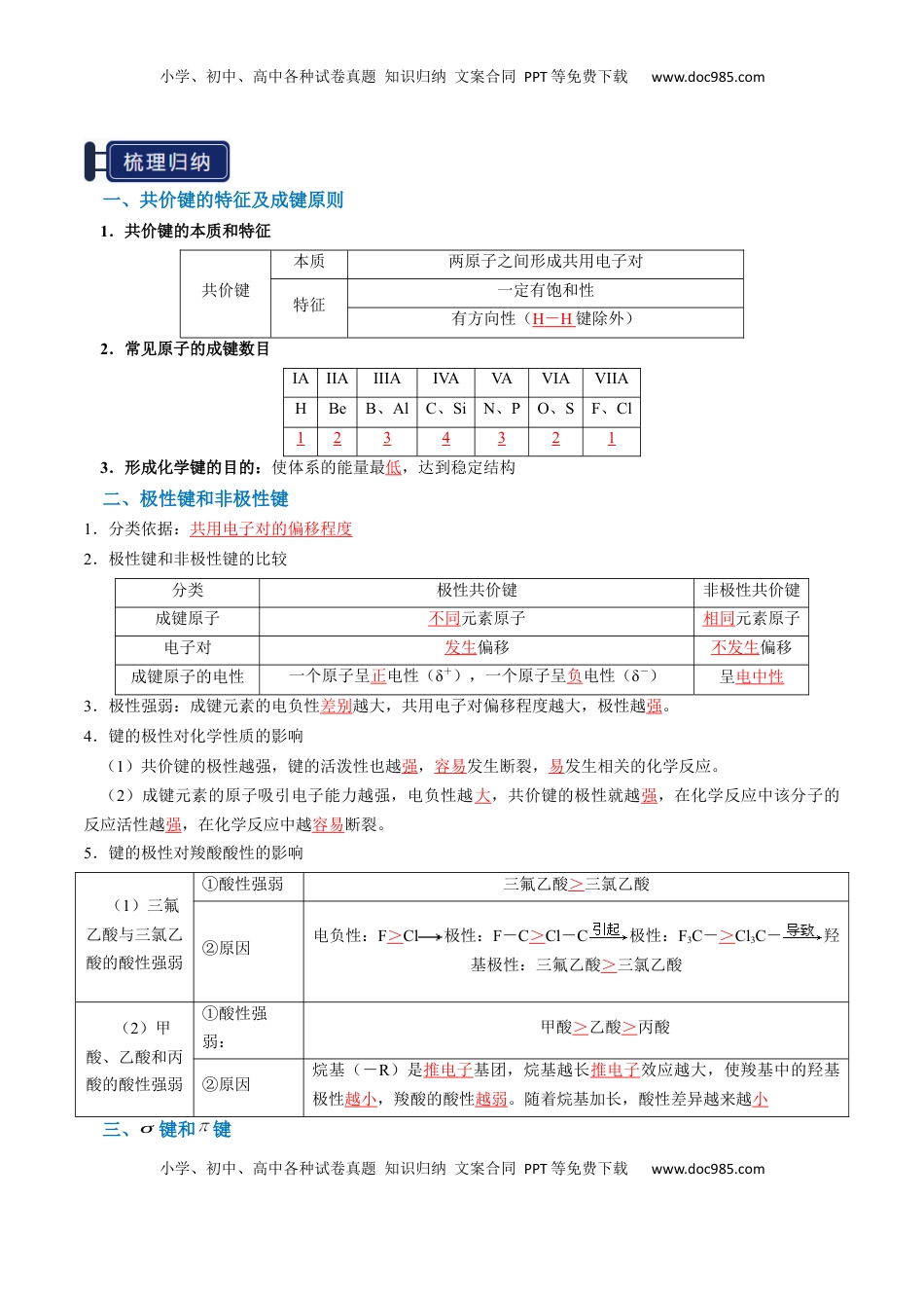 高考化学复习  知识清单15 分子结构与性质、化学键（解析版）.docx