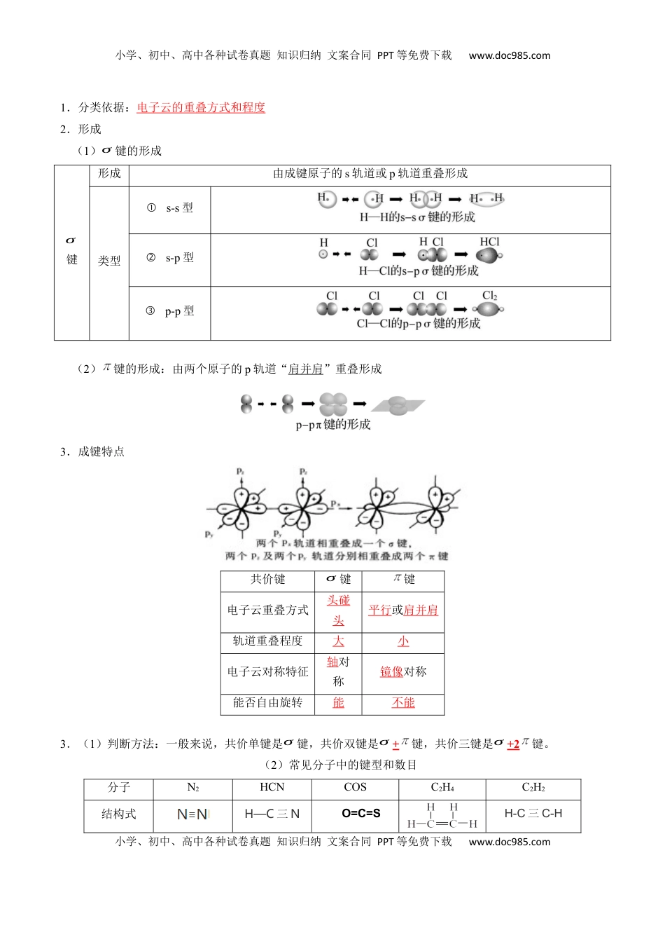 高考化学复习  知识清单15 分子结构与性质、化学键（解析版）.docx