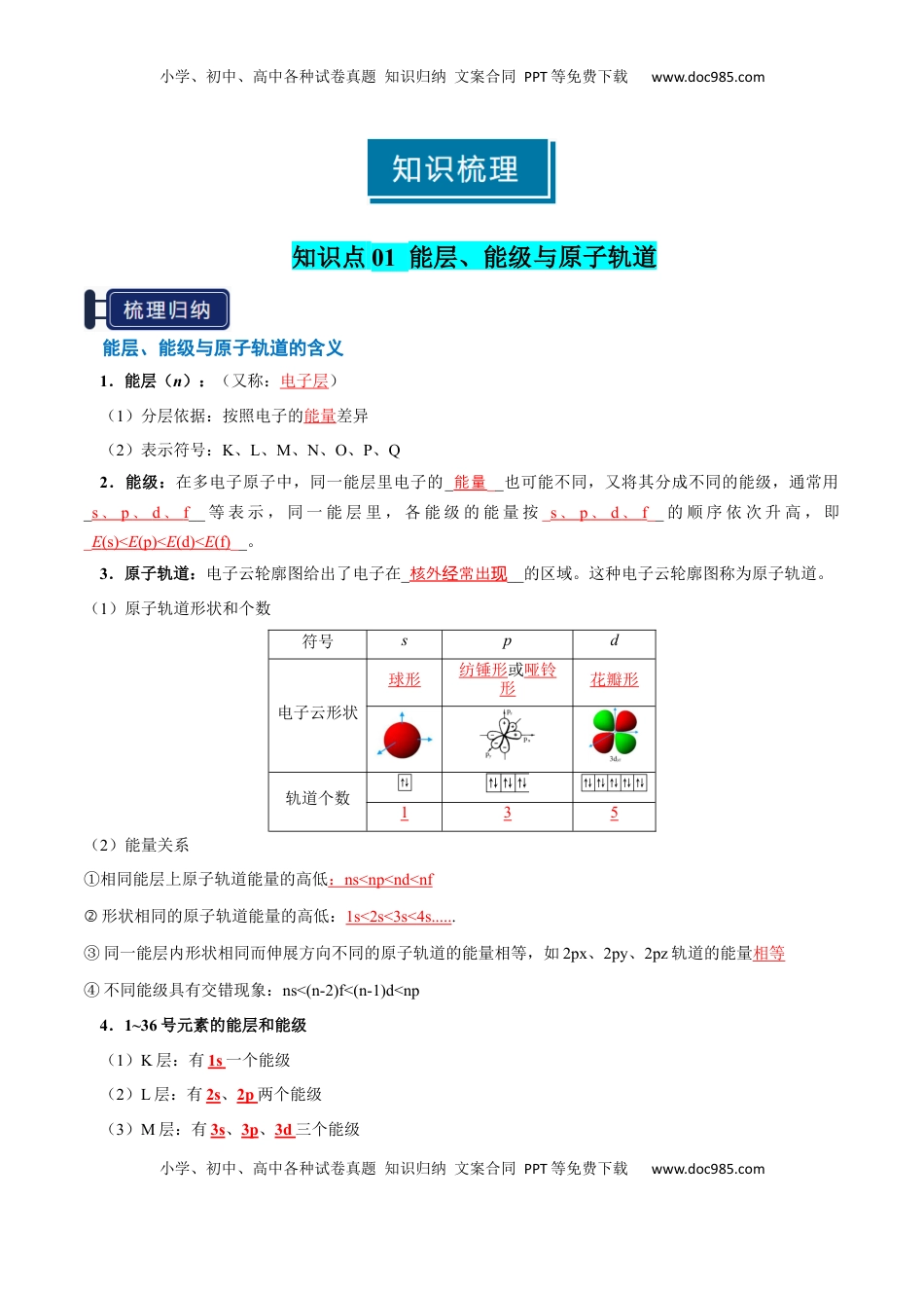 高考化学复习  知识清单14 原子结构与性质（解析版） .docx