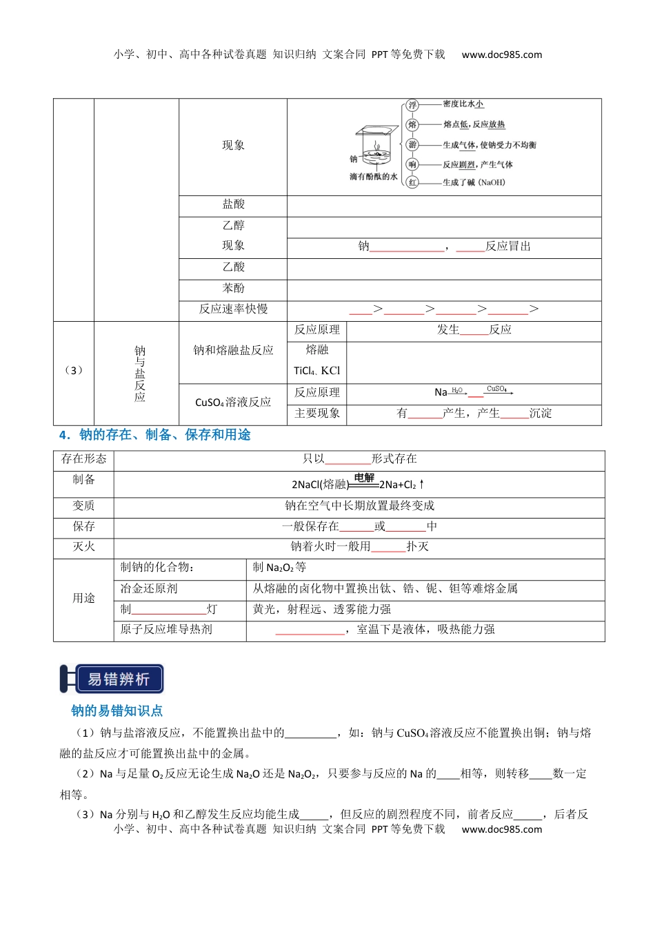高考化学复习  知识清单05 钠及其重要化合物（原卷版）.docx