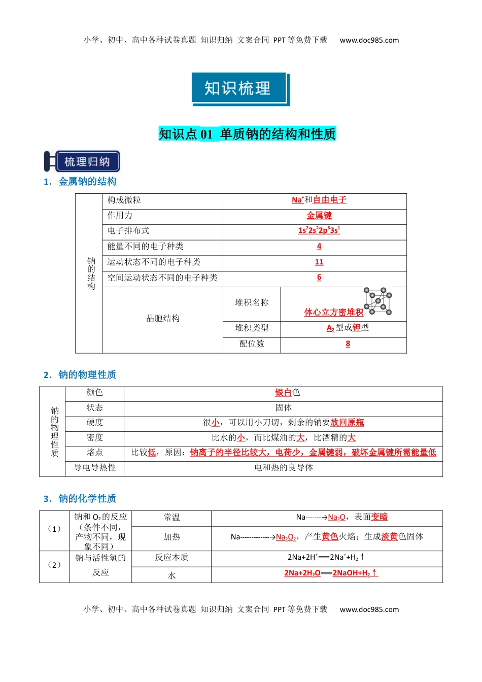 高考化学复习  知识清单05 钠及其重要化合物（解析版）.docx